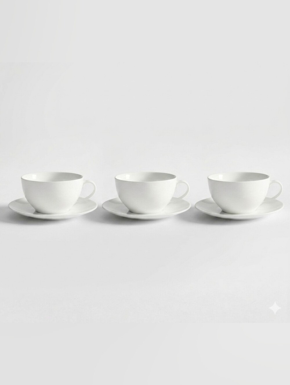 Pottery Barn Great White Collection Cappuccino Cups and Saucers - Set of 3